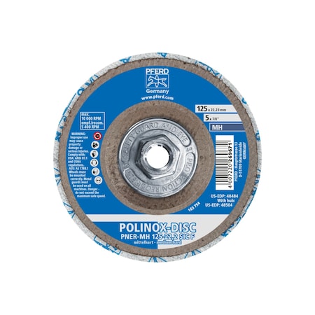 Pferd Unitized Disc 6Sf, 5"x5/8"-11", Type 27, 5 in Dia, 1/2 in Thick 48504
